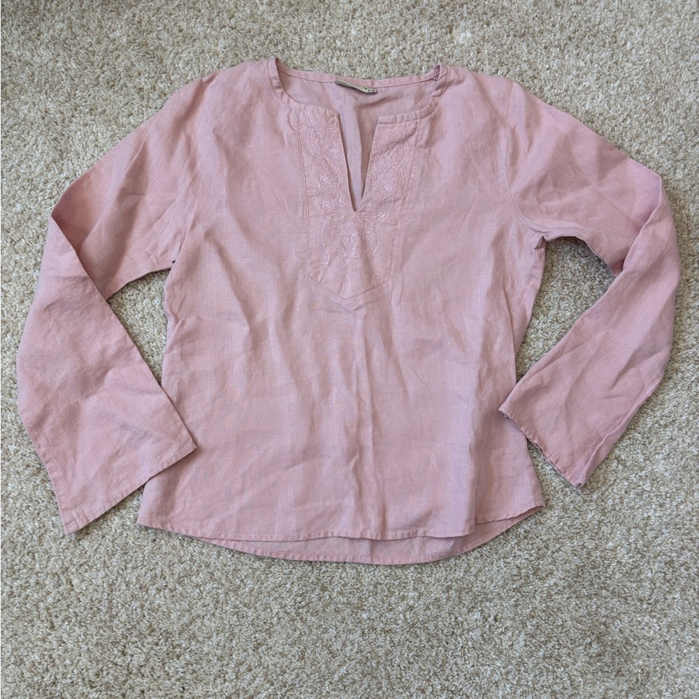 Blush Embroidered Women's Linen Blouse